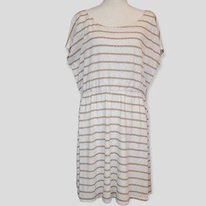 AUW Women's Short Sleeve Mini Silhoutte Casual Dress Stripped Print Size XL